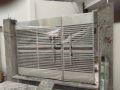 Polished silver stainless steel gate