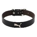 Black Plain Printed Margaux Leather Dog Collar