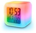 Digital Calendar Timer Watch Light Operated LED Plastic Alarm Clock With Automatic 7 Color Changing