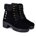 TEENIV Velvet Black ladies fur boots