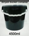 Plastic Round Black Plain Polished 4500 ml biryani bucket