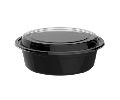 Black Plain round plastic lid container