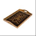 Rectengular Polished Brown Printed rectangle wooden serving tray