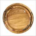 Polished Brown Plain round wooden serving tray
