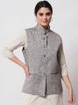 Cotton Multicolors Sleeveless vastraa fusion women solid nehru jacket