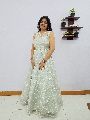 Ladies Fully Embroidered Silver Net Gown