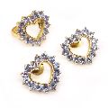 Purple alexandrite quartz gemstone heart gold plated earring ring set