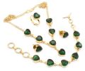 Jewelry Set Green diopside quartz gold plated necklace set