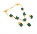 Faceted Green Onyx Gold Plated Necklace Set