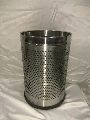 Round Silver perforated stainless steel garbage bin