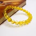 lab stretchable yellow quartz crystal 6 mm beads gemstone bracelet