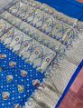 blue banarasi katan silk tilfi meena weaved saree