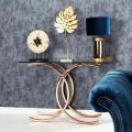 Mild Steel Base And Glass Table Top Rectangle Polished Astro Home Decor rose gold metal glass top console table