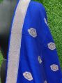 Blue Pure Handloom Katan Silk with Kadhwa Buta Weaved Dupatta
