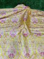 Gold Yellow Banarasi Handloom Kimkhab Silk With Multi Meena Weaved Brocade Fabric