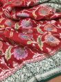 Pure Handloom Khaddi Georgette Silk With Hand Brush Work Saree