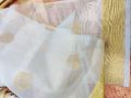 Pure Organza Silk with Both Side Reshami Gold Zari Border & Polka Weaved Dyeable Fabric