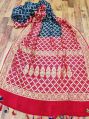 red navy blue handloom georgette bandhej weaved saree