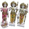 Multi Color Painted Polished marble ram darbar statue