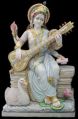 Multi Color Painted 30 inch marble saraswati mata statue