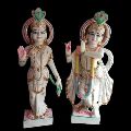 Multi Color Painted 33 inch marble radha krishna statue