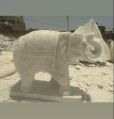 White Polished marble carved elephant statue