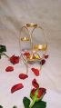 Round golden iron tea light candle holders stand