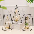 triangle Golden Black Powder Coated Antique Traditional Decorative Iron metal hanging tealight candle holder