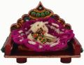 Craft Valley SINGH002 Laddu Gopal Wooden Decorative Kundan Art Work Singhasan Wooden Pooja Chowki