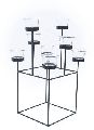 Black Color Tea Light Holder Show Piece in Vertical Shape with 8 Tea Light Glasses for Festive Decor