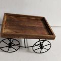 Square Brown Plain Polished wooden trolley tray