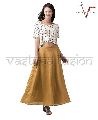 Vastraa Fusion Plain brown chanderi long skirt