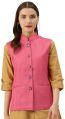 Plain Vastraa Fusion ladies pink jute nehru jacket