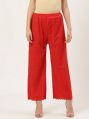 Vastraa Fusion Women's Regular Fit Cotton Chikan Palazzo - (Red)