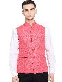 Mens Rose Pink Cotton Jute Nehru Jacket