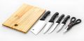 Stainless Steel MEERA Black 6pcs plastic chopping board knife set