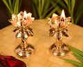 brass puja temple decoration lotus shape diya oil lamp