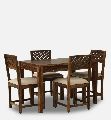 Solid Wood Jali 6 Seater Dining Table Set