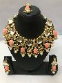 Gold -Plated New Kundan Gold -Plated Thakur Jewellers Necklace  With Earings  And Tika kundan jewellery
