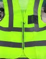Polyester / Nylon  Net & Plain  Green Orange Plain Sleeveless Zipper Reflective Jacket