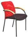 Red Black and Brown Foam Wooden and Metal school chair