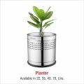 Silver Cylindrical Mintage Stainless Steel Planter