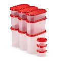 Plastic Red Yellow Black oliveware set of 12 modular storage containers
