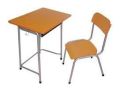 Steel Wood Brown Polished kids school desk chair set
