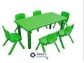 Green Rectangle plastic school table chair set