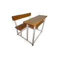 Rectangular Brown Polished wooden school desk bench