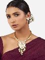 Multicolor Brass Hasli Necklace Set with Hydro Polkis