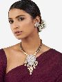 Multicolor Brass Hasli Necklace Set with Shell Pearls and Hydro Polkis