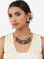 Multicolor Kundan Polki Necklace Set with Hydro Rubies and Emerald Drops
