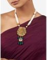 Multicolor Meenakari Necklace Set with Shell Pearls and Green Onyx Drops